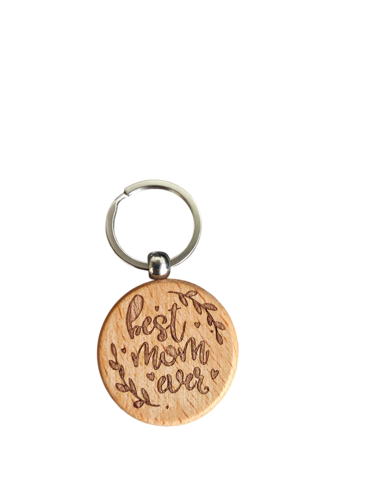Porta-Chaves Redondo em Madeira – Personalizável (4 cm) 1 unidade