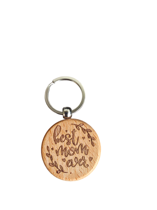 Porta-Chaves Redondo em Madeira – Personalizável (4 cm) 1 unidade